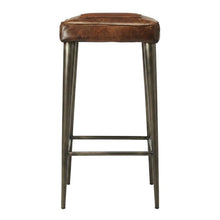 Backless Bar Stool with Leather Seat, Industrial Counter Stool for Kitchen
