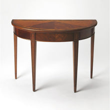 Medium Brown Half Moon Console Table for Living Room and Entryway