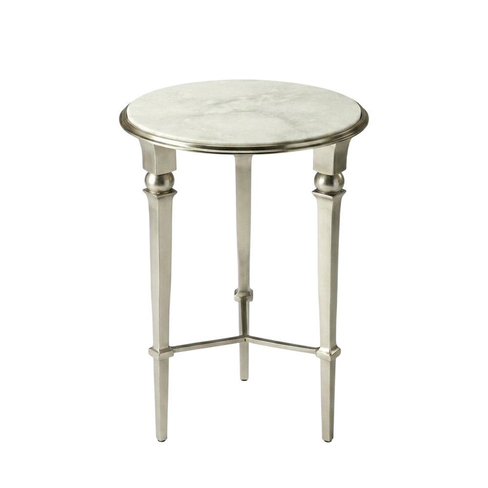 Round Marble Top End Table, Modern Accent Side Table for Living Room Bedroom