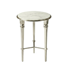 Round Marble Top End Table, Modern Accent Side Table for Living Room Bedroom