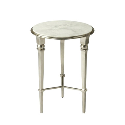 Round Marble Top End Table, Modern Accent Side Table for Living Room Bedroom