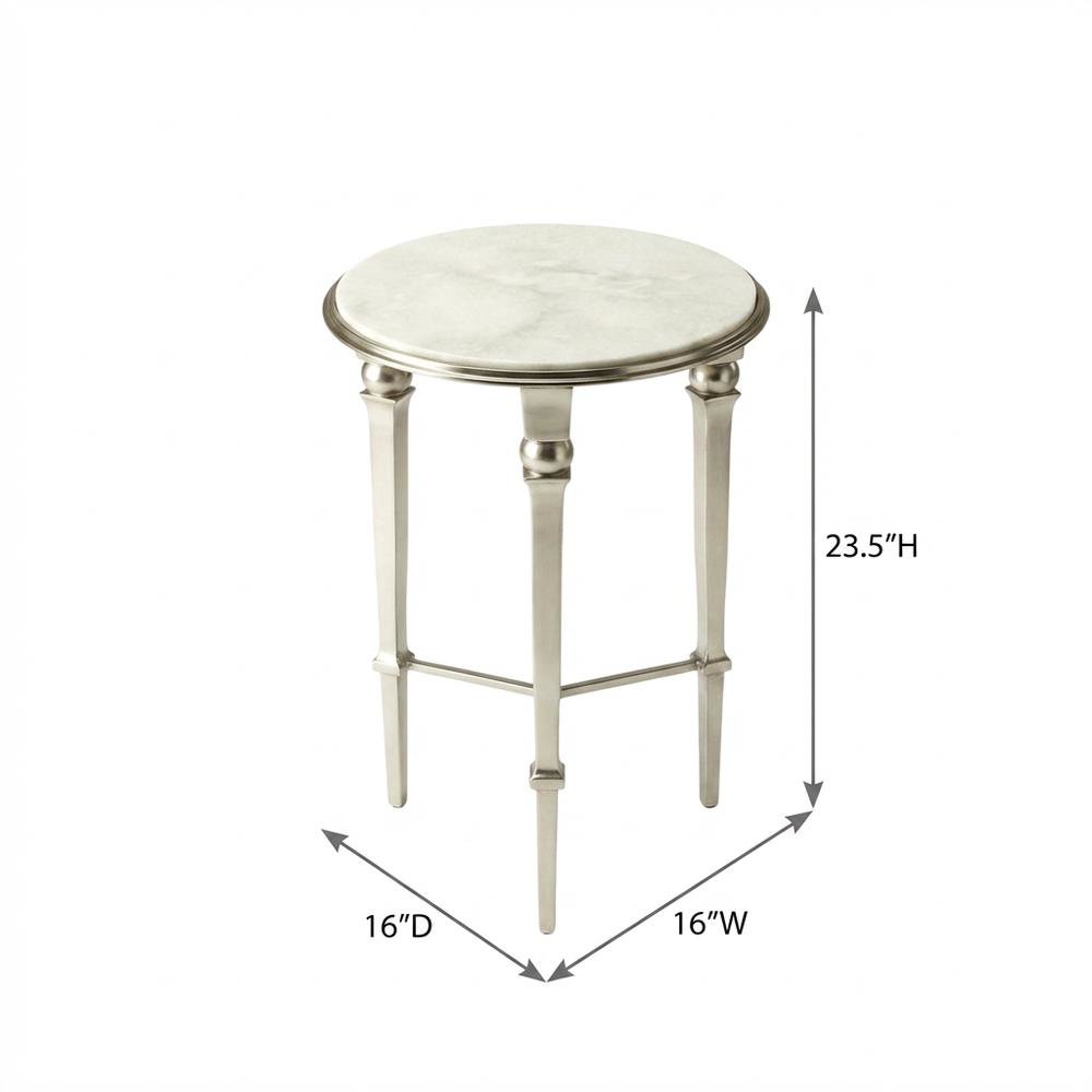 Round Marble Top End Table, Modern Accent Side Table for Living Room Bedroom
