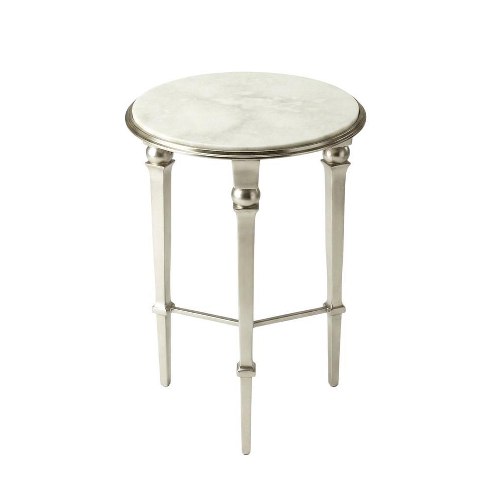 Round Marble Top End Table, Modern Accent Side Table for Living Room Bedroom