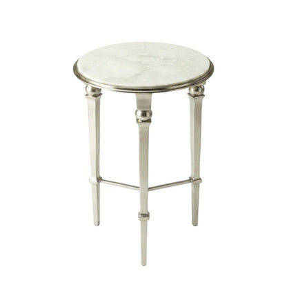 Round Marble Top End Table, Modern Accent Side Table for Living Room Bedroom