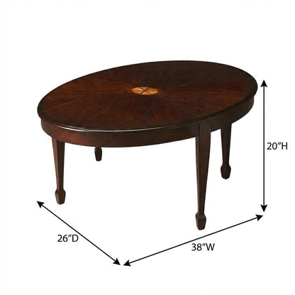 Oval Wood Cocktail Coffee Table, Traditional Accent Table for Living Room,Cherry