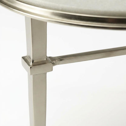 Round Marble Top End Table, Modern Accent Side Table for Living Room Bedroom