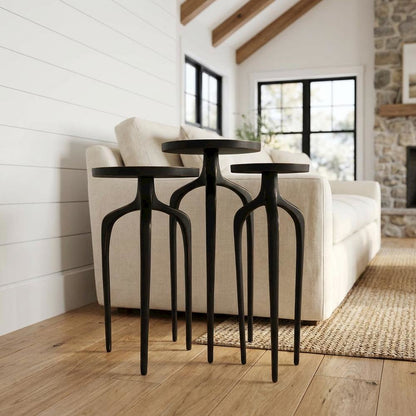 Round Modern Side Table Set of 3, Contemporary Accent Table for Living Room