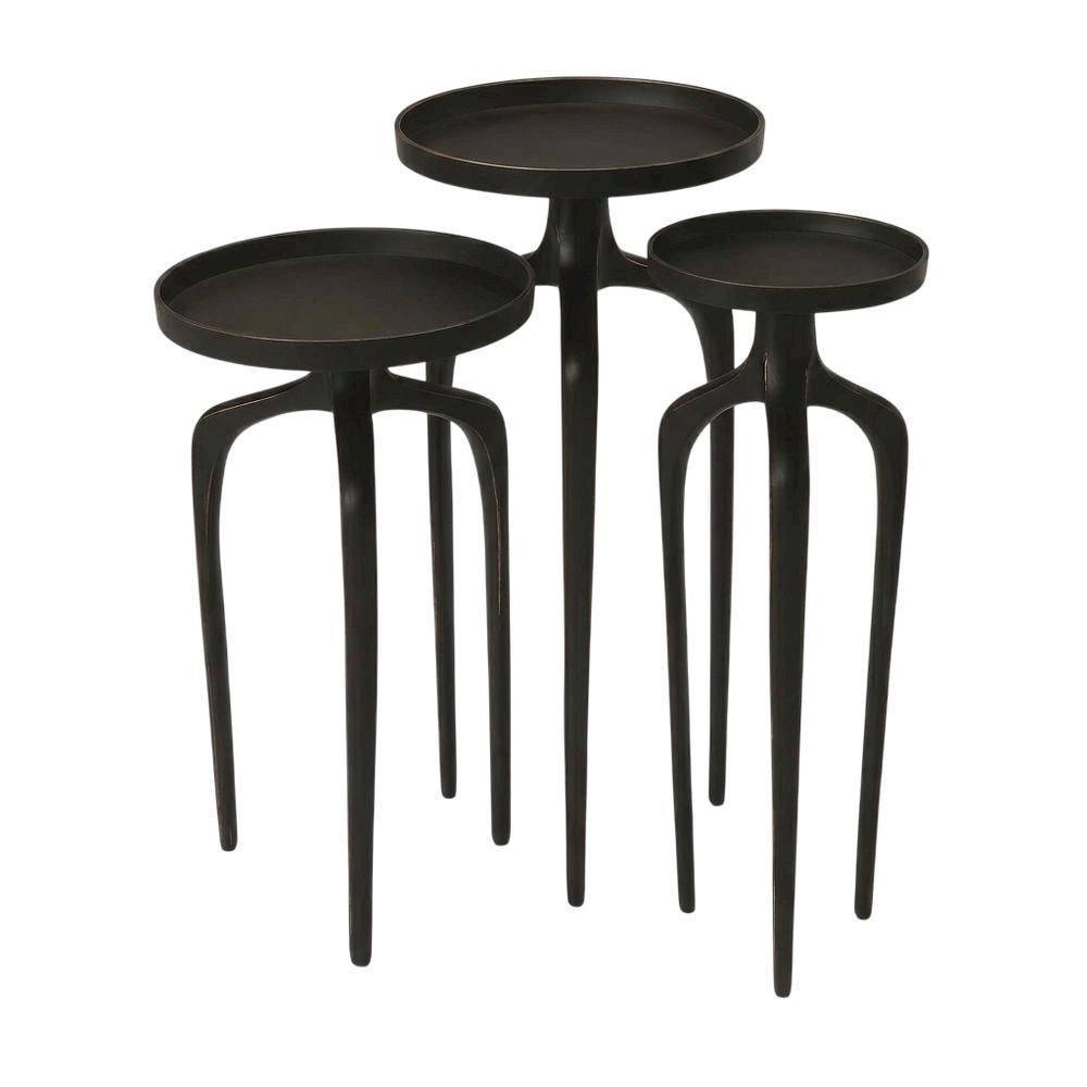 Round Modern Side Table Set of 3, Contemporary Accent Table for Living Room