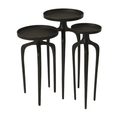 Round Modern Side Table Set of 3, Contemporary Accent Table for Living Room