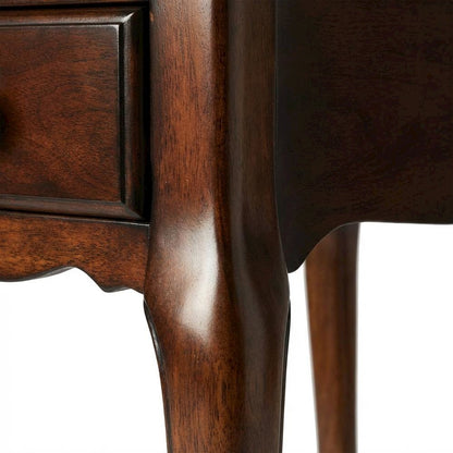 Traditional Chairside Table with Drawer, Wood End Table for Living Room, Cherry