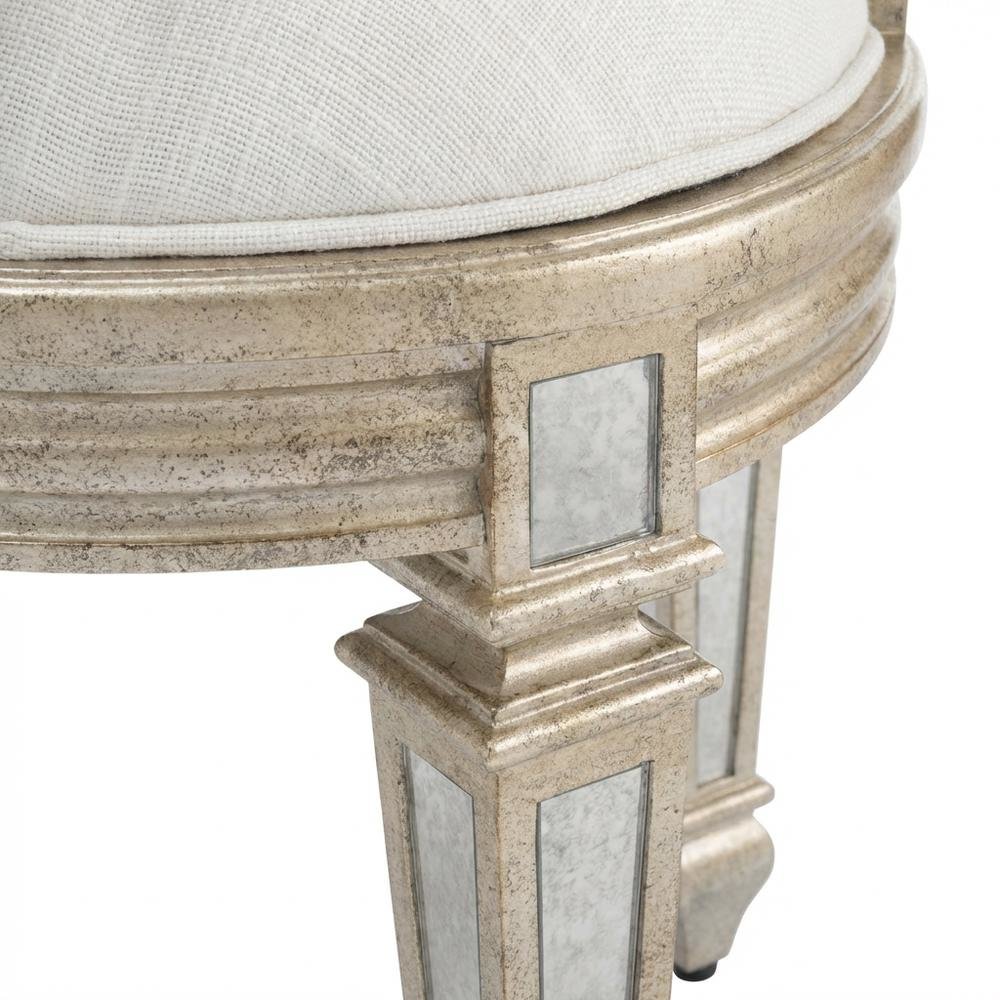 Mirrored Vanity Stool, Modern Oval Accent Seat for Bedroom Dressing Table