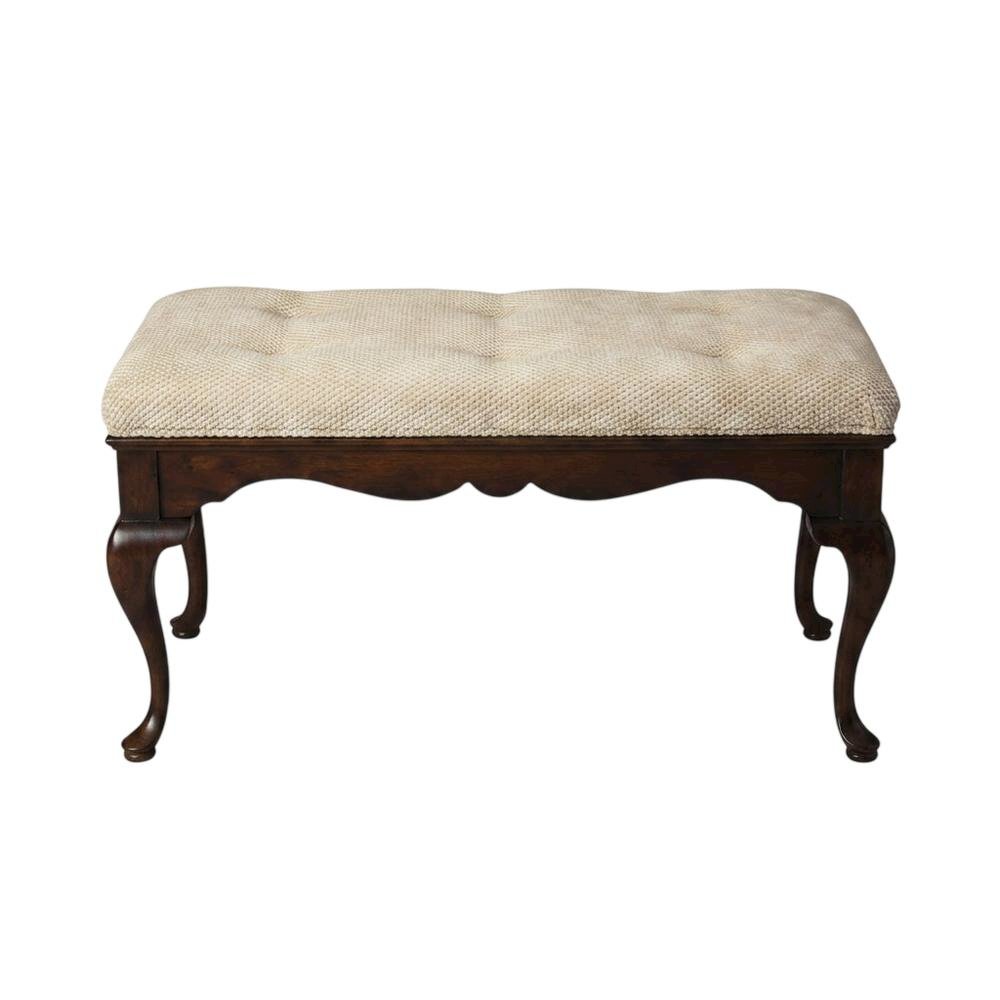 Traditional Upholstered Bench with Wood Frame, Accent Seat for Entryway