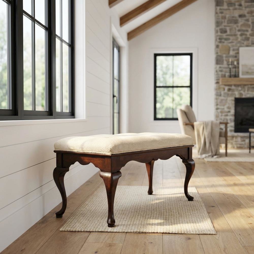 Traditional Upholstered Bench with Wood Frame, Accent Seat for Entryway