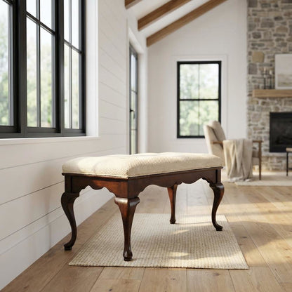 Traditional Upholstered Bench with Wood Frame, Accent Seat for Entryway