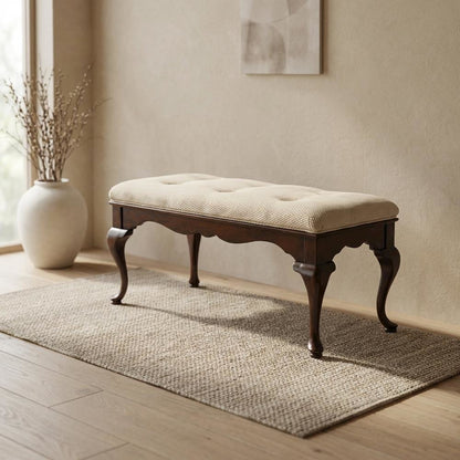 Traditional Upholstered Bench with Wood Frame, Accent Seat for Entryway