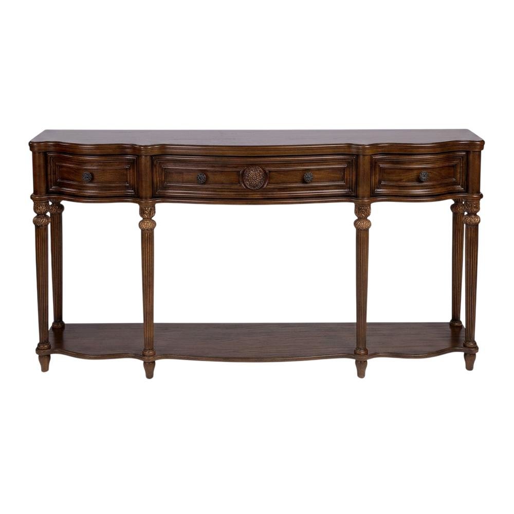 3-Drawer Console Table, Traditional Wood Sofa Table, Vintage Oak