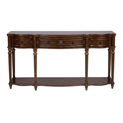 3-Drawer Console Table, Traditional Wood Sofa Table, Vintage Oak