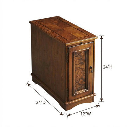 Traditional Chairside Chest, Distressed Accent Cabinet, Olive Ash