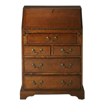 Traditional Secretary Desk with 7 Drawers, Writing Desk, Olive Ash
