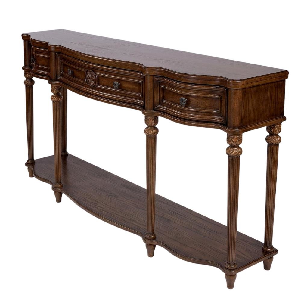 3-Drawer Console Table, Traditional Wood Sofa Table, Vintage Oak