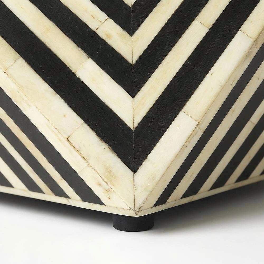 Geometric Square Side Table, Modern Bone Inlay Accent Table for Living Room