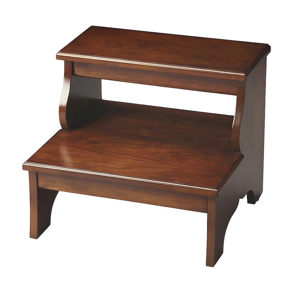 Acacia Veneer Bed Step Stool with Distressed Finish, 500 lb Capacity