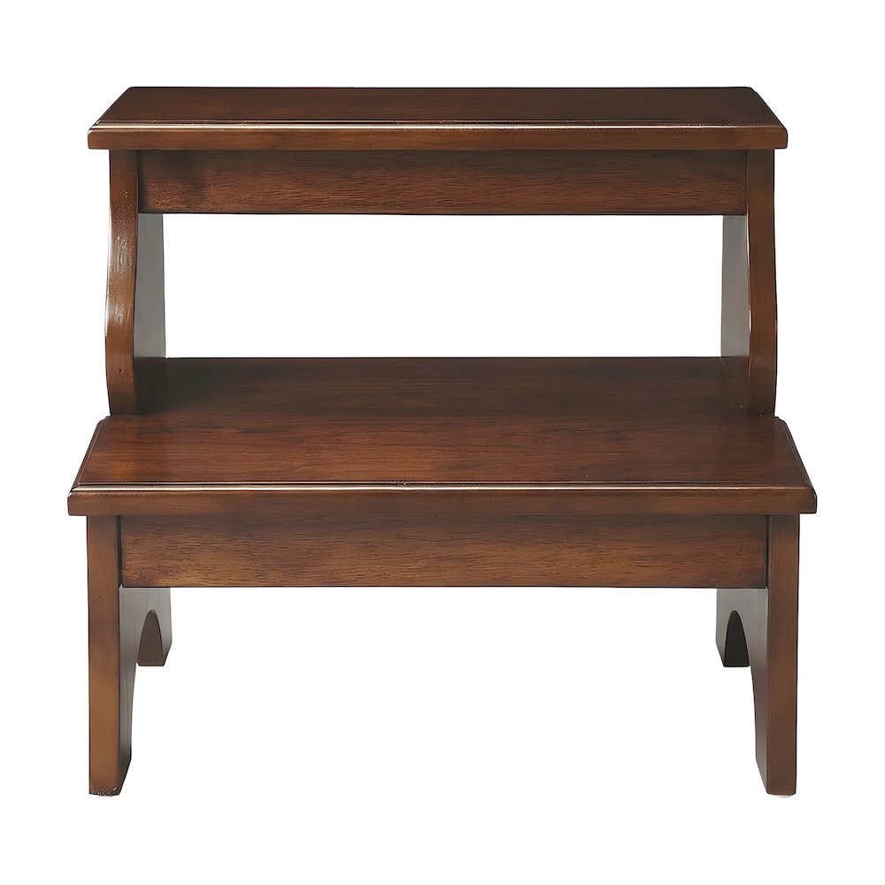 Acacia Veneer Bed Step Stool with Distressed Finish, 500 lb Capacity