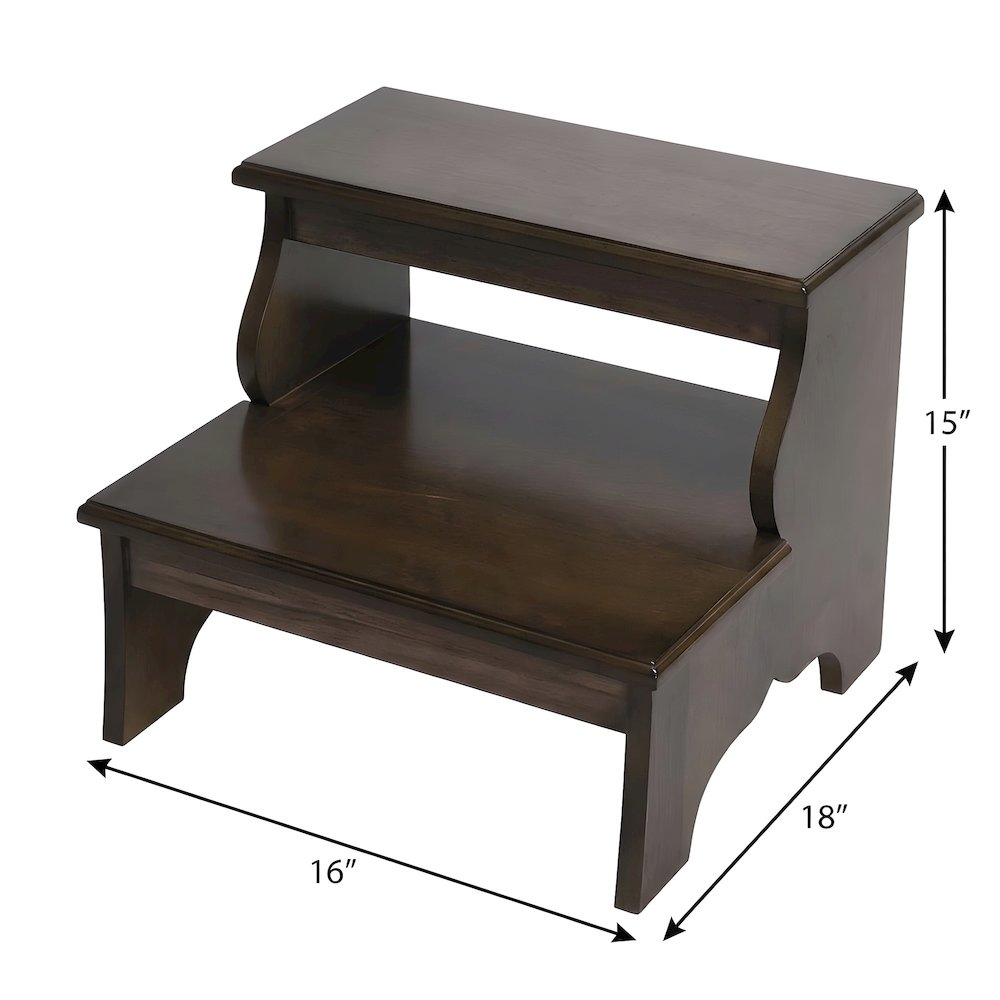 Acacia Wood Step Stool with Distressed Finish and 500 lb Capacity for Entryway