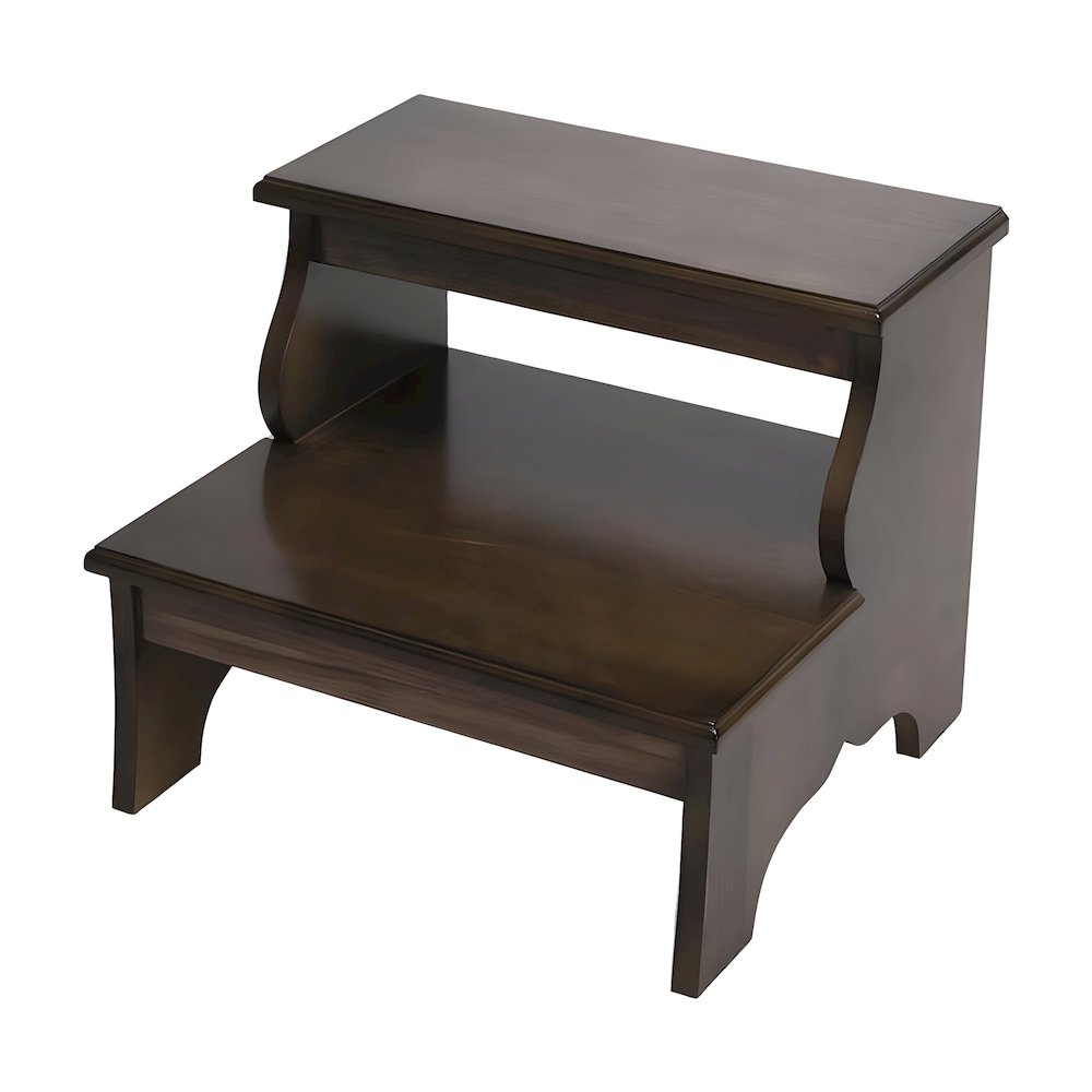 Acacia Wood Step Stool with Distressed Finish and 500 lb Capacity for Entryway