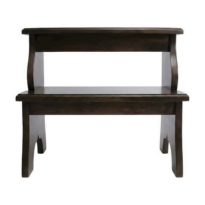Acacia Wood Step Stool with Distressed Finish and 500 lb Capacity for Entryway