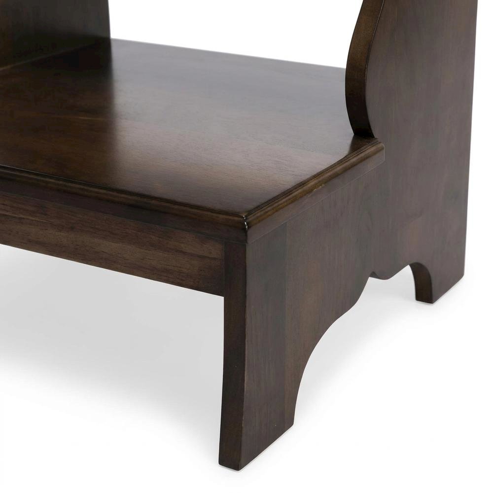 Acacia Wood Step Stool with Distressed Finish and 500 lb Capacity for Entryway
