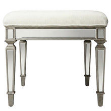 Mirrored Accent Bench with Cushioned Seat, Modern Entryway Bedroom Bench