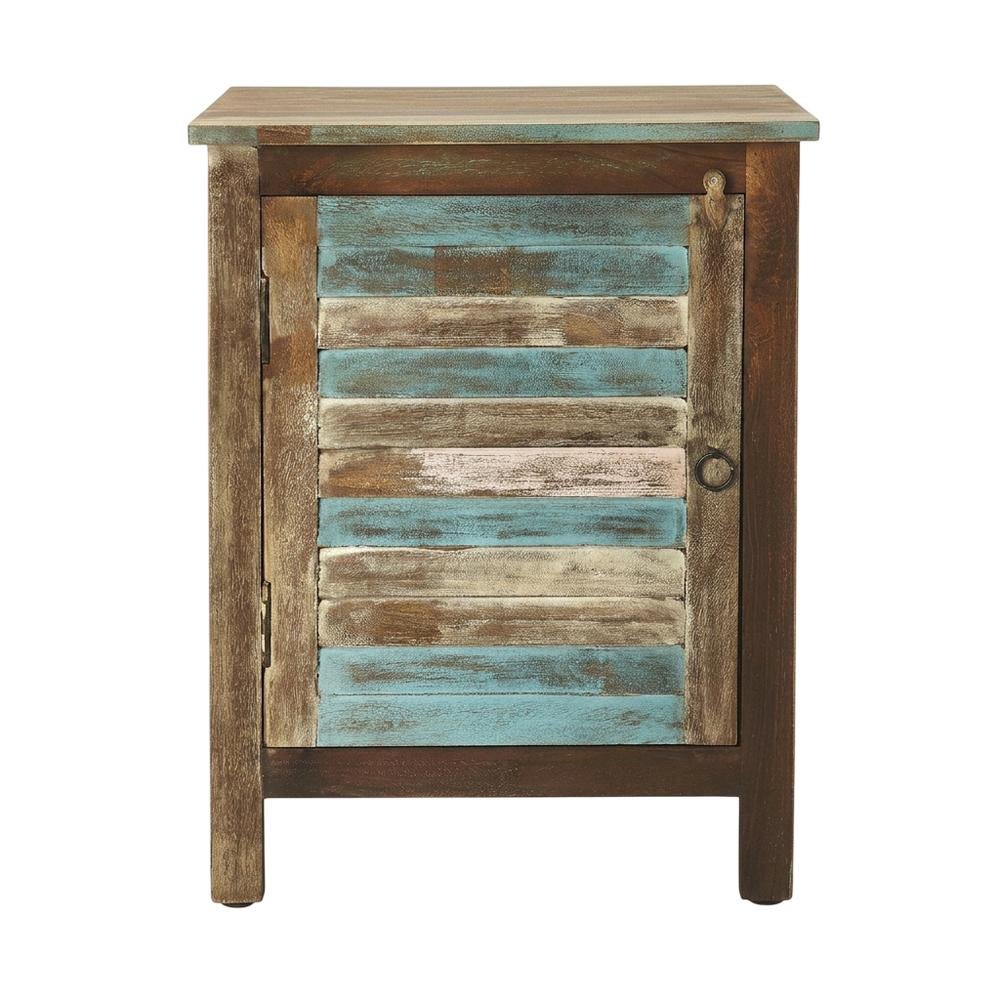 Coastal Distressed Wood Storage Cabinet, Accent Cabinet for Living Room
