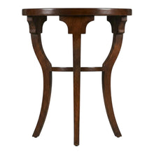 Round Accent Side Table, Traditional Distressed End Table, Cherry