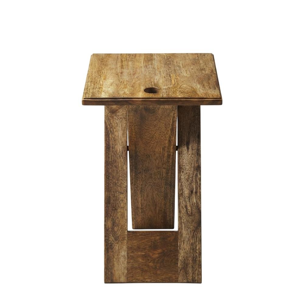 Square Folding Side Table, Transitional Wood Accent Table for Living Room, Brown