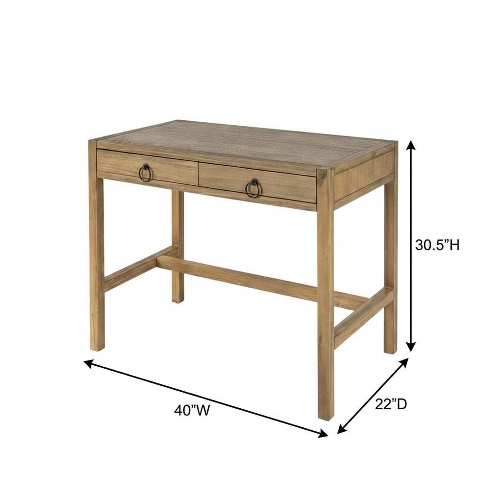 Light Brown Wooden Office Desk With 2 Drawers And Transitional Style