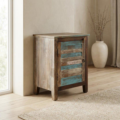 Coastal Distressed Wood Storage Cabinet, Accent Cabinet for Living Room