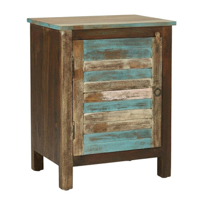 Coastal Distressed Wood Storage Cabinet, Accent Cabinet for Living Room