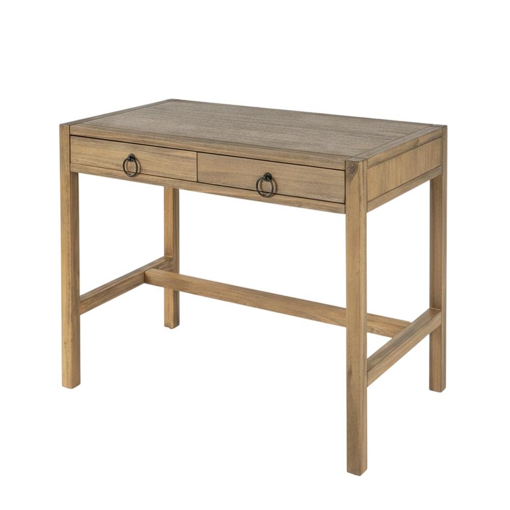 Light Brown Wooden Office Desk With 2 Drawers And Transitional Style