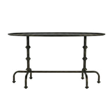 Oval Industrial Coffee Table, Distressed Metal Cocktail Table for Living Room