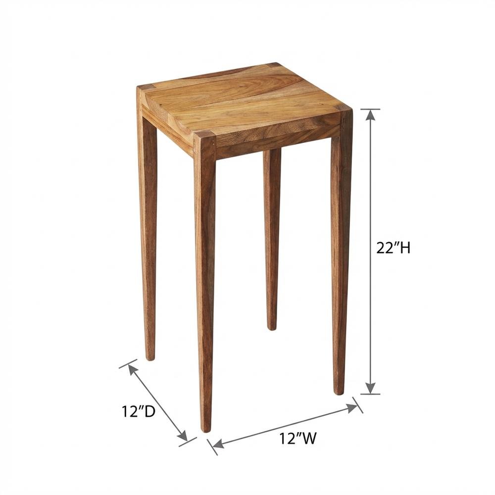 Distressed Wood Scatter Table, Mid-Century Modern Side Table, Brown