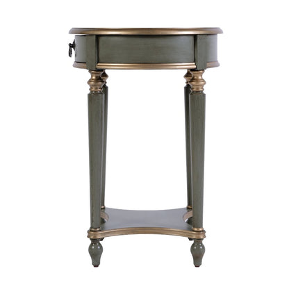 Jules 17.5 in. W Round Wood 1 Drawer End Table,Lower Open Shelf, Pastel Green