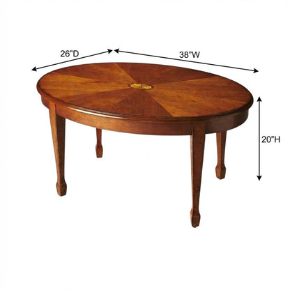 Oval Wood Coffee Table, Traditional Distressed Cocktail Table, Olive Ash