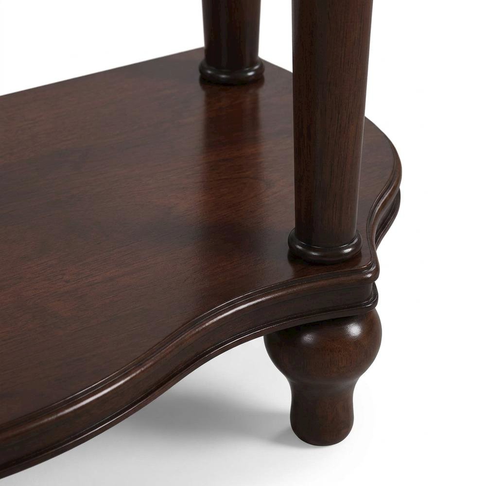 Cherry Veneer Demilune Console Table with Drawer and Display Shelf for Entryway