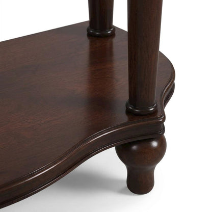 Cherry Veneer Demilune Console Table with Drawer and Display Shelf for Entryway