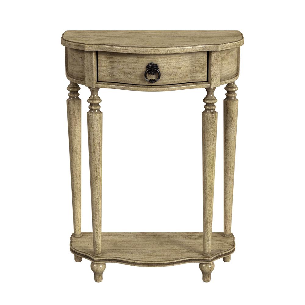 Ashby Demilune Console Table with Storage, Beige