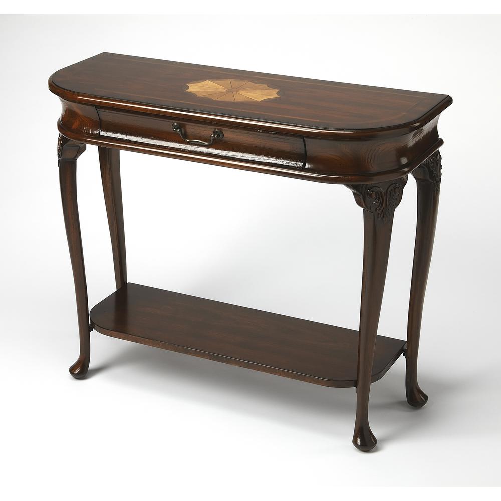 Dark Brown Console Table for Living Room - Narrow Entryway or Sofa Table