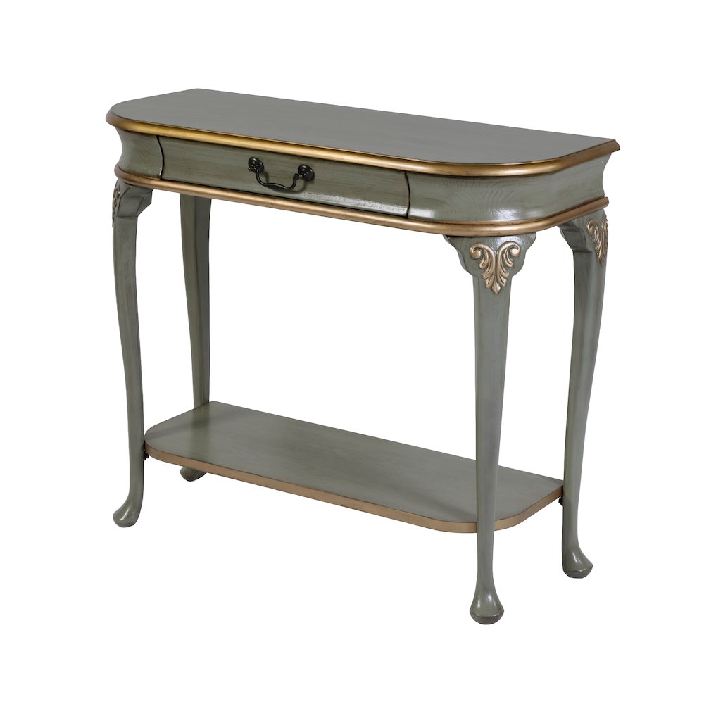 Ridgeland 36 in. W Wood 1 Drawer Console Table,Lower Open Shelf, Pastel Green