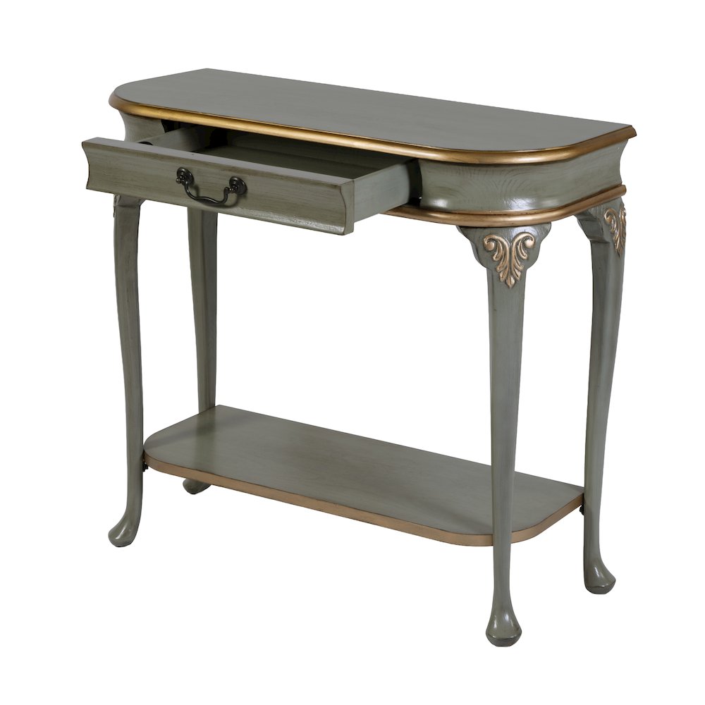 Ridgeland 36 in. W Wood 1 Drawer Console Table,Lower Open Shelf, Pastel Green