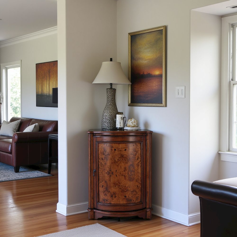 Medium Brown Small Corner Cabinet with Doors for Storage and Display